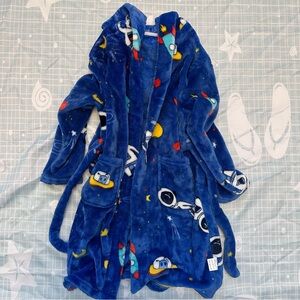 Blue Space-Themed Plush Robe